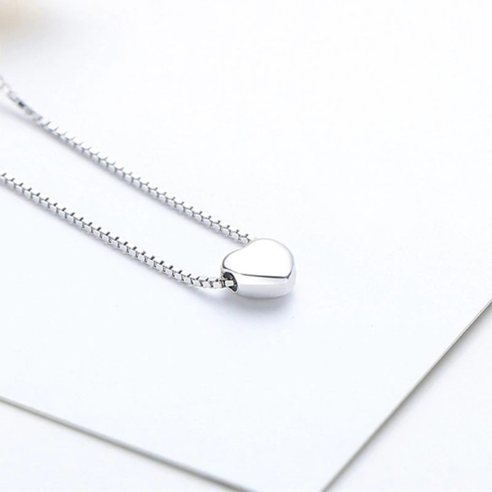 NEW 925 Sterling Silver Simple Heart Necklace - Picture 9 of 10